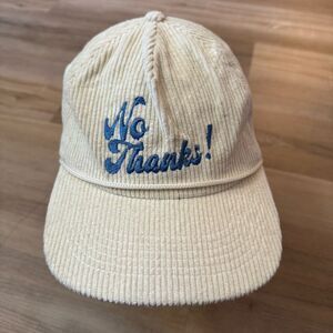 Snag Collective White Corduroy Snapback Hat No Thanks Adjustable Throwback Retro
